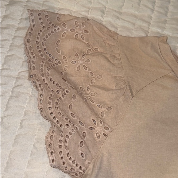 Tan  Eyelet Sleeve dress - Picture 3 of 6